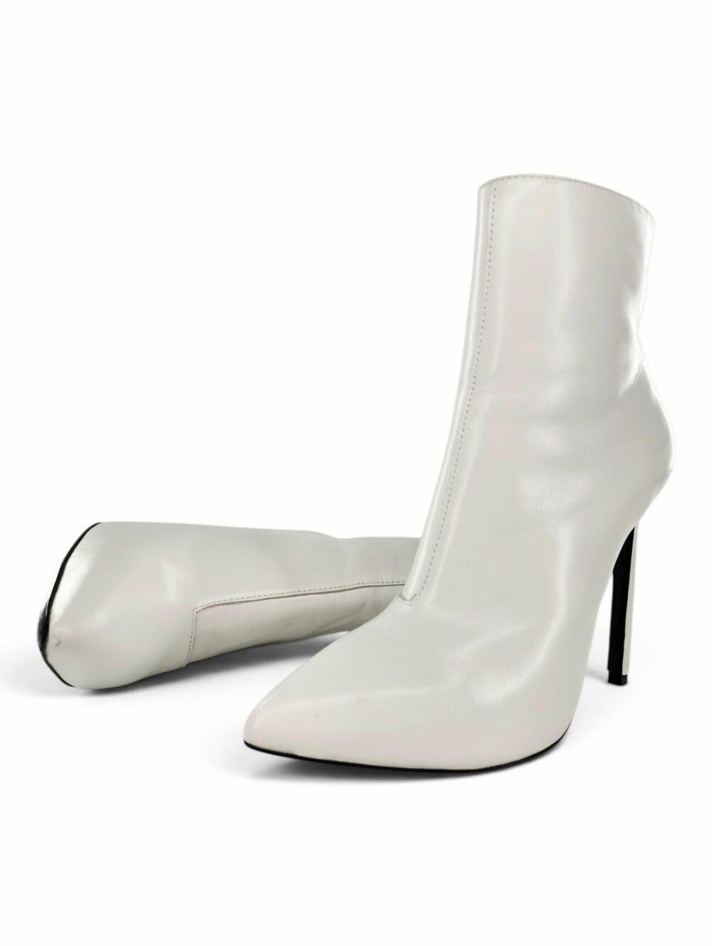 Tony Bianco Freddie White Capietto Leather Point-Toe Stilletto Heel Ankle Bootie